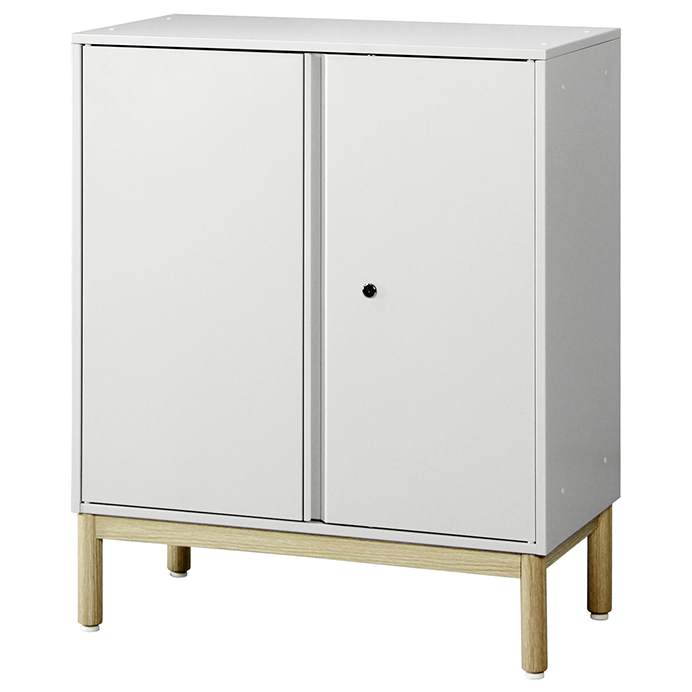 PREDONA スチール両開き扉書庫 2段 脚付き